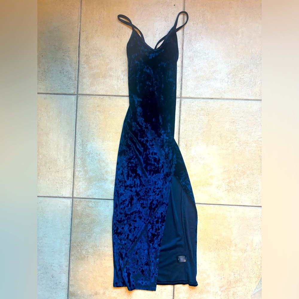 Long Navy Blue Velvet Dress size XS